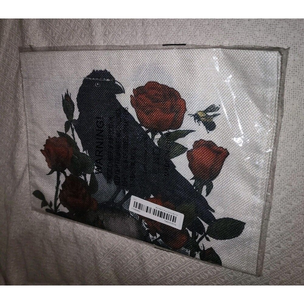 Garden Flag Banner Welcome Raven Rose Skull  12x18 Inch Yard Decor